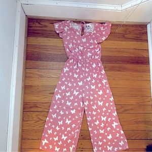 Like New sold out online pink butterfly soft jumpsuit Size 8